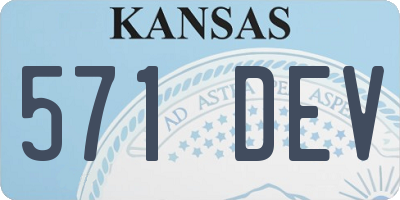 KS license plate 571DEV