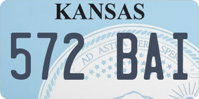 KS license plate 572BAI