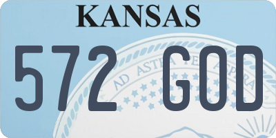 KS license plate 572GOD