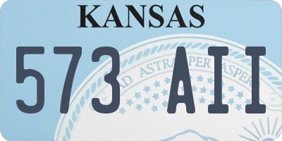 KS license plate 573AII