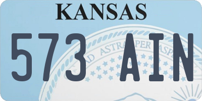 KS license plate 573AIN