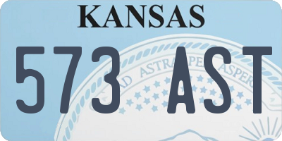 KS license plate 573AST