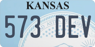 KS license plate 573DEV