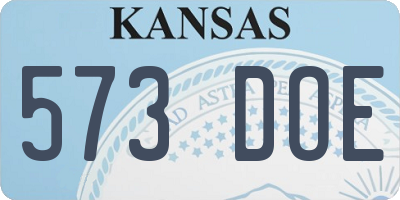 KS license plate 573DOE