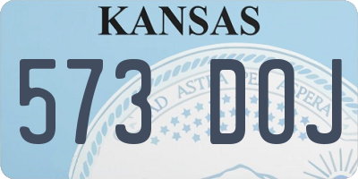 KS license plate 573DOJ