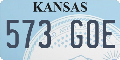KS license plate 573GOE