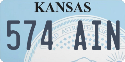 KS license plate 574AIN