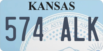 KS license plate 574ALK