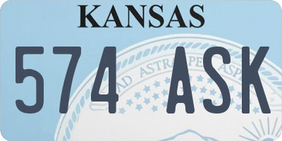 KS license plate 574ASK