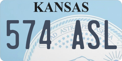 KS license plate 574ASL
