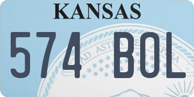KS license plate 574BOL