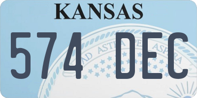 KS license plate 574DEC
