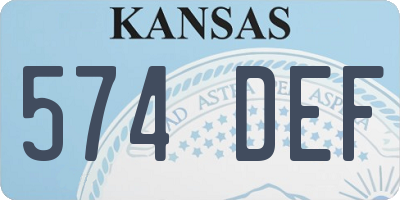 KS license plate 574DEF