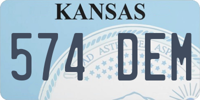 KS license plate 574DEM