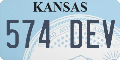 KS license plate 574DEV
