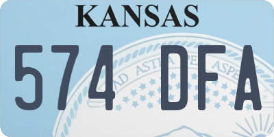 KS license plate 574DFA