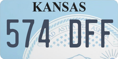 KS license plate 574DFF