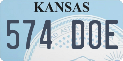 KS license plate 574DOE