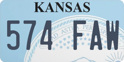 KS license plate 574FAW