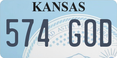 KS license plate 574GOD