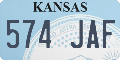 KS license plate 574JAF