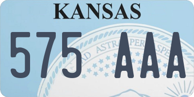KS license plate 575AAA