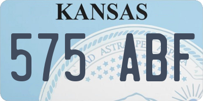 KS license plate 575ABF