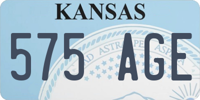 KS license plate 575AGE