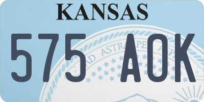 KS license plate 575AOK