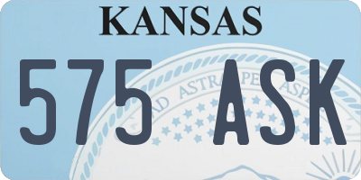 KS license plate 575ASK