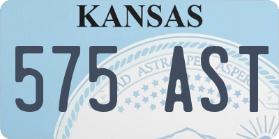 KS license plate 575AST