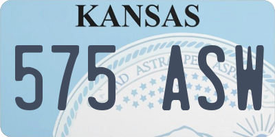 KS license plate 575ASW