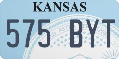 KS license plate 575BYT