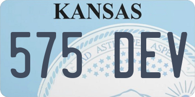 KS license plate 575DEV