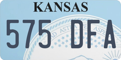 KS license plate 575DFA