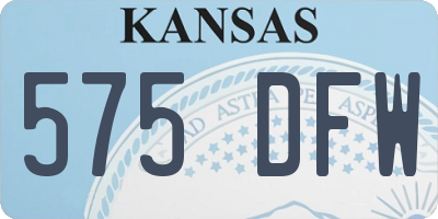 KS license plate 575DFW