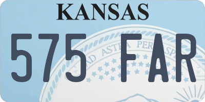 KS license plate 575FAR