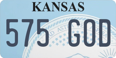 KS license plate 575GOD