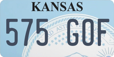 KS license plate 575GOF