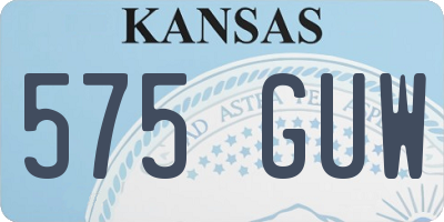 KS license plate 575GUW
