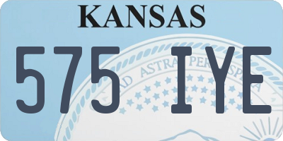 KS license plate 575IYE