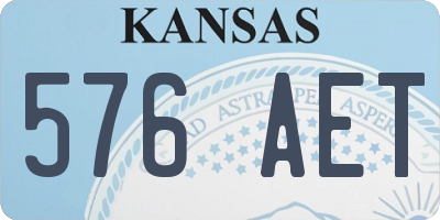 KS license plate 576AET