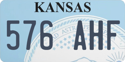 KS license plate 576AHF