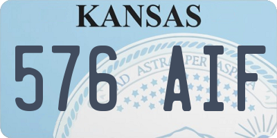 KS license plate 576AIF