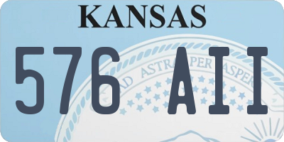 KS license plate 576AII