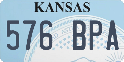 KS license plate 576BPA