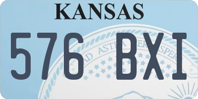 KS license plate 576BXI