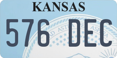 KS license plate 576DEC
