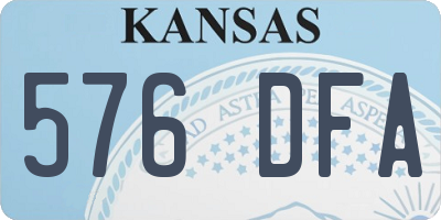 KS license plate 576DFA