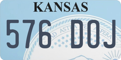 KS license plate 576DOJ